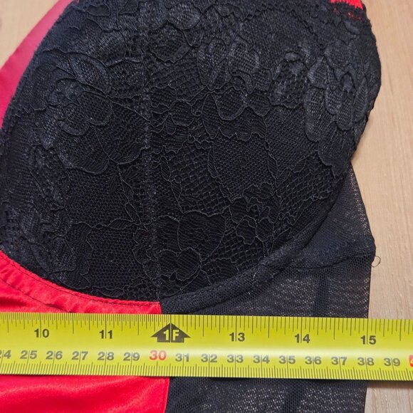 Gilligan & O'Malley Intimates Red/Black Lace Size Large Baby Doll Nighty #17730 - Picture 7 of 9